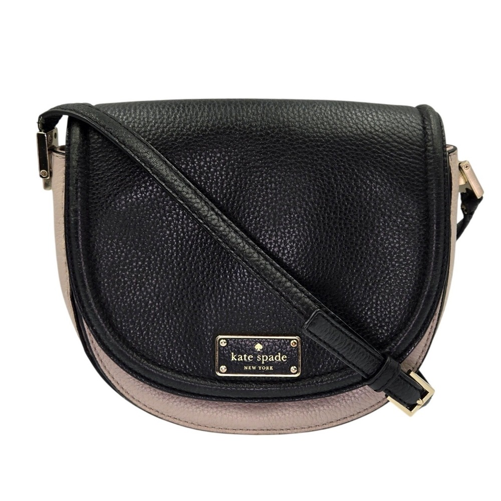 Kate Spade New York Leather Crossbody Bag Black Pink Saddle Bag